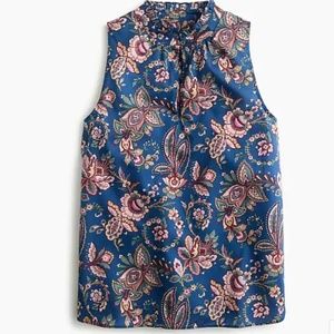 J. Crew Liberty Fabric Blue Print Top